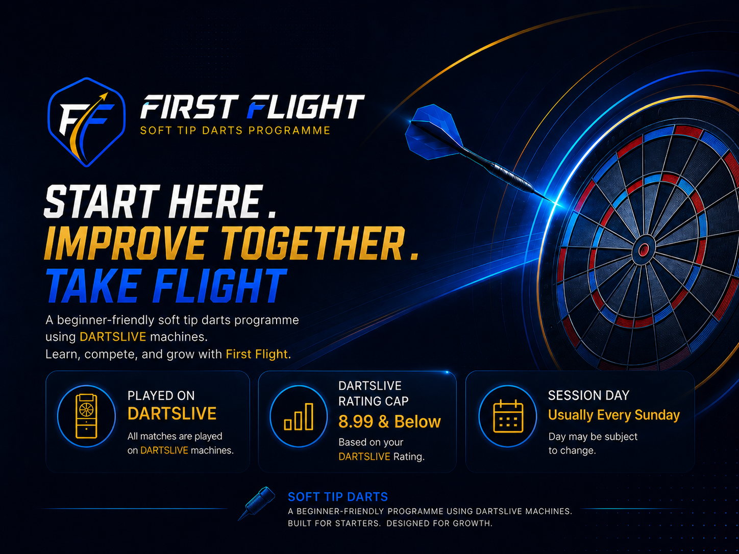 First Flight soft tip darts programme artwork